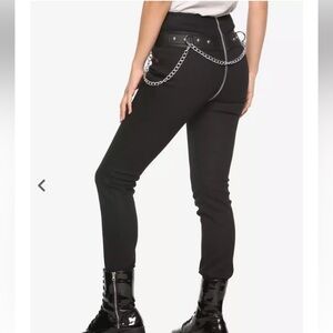 Royal Bones 7 Tripp NYC chain jeans 8 women’s black skinny full zipper goth 0615